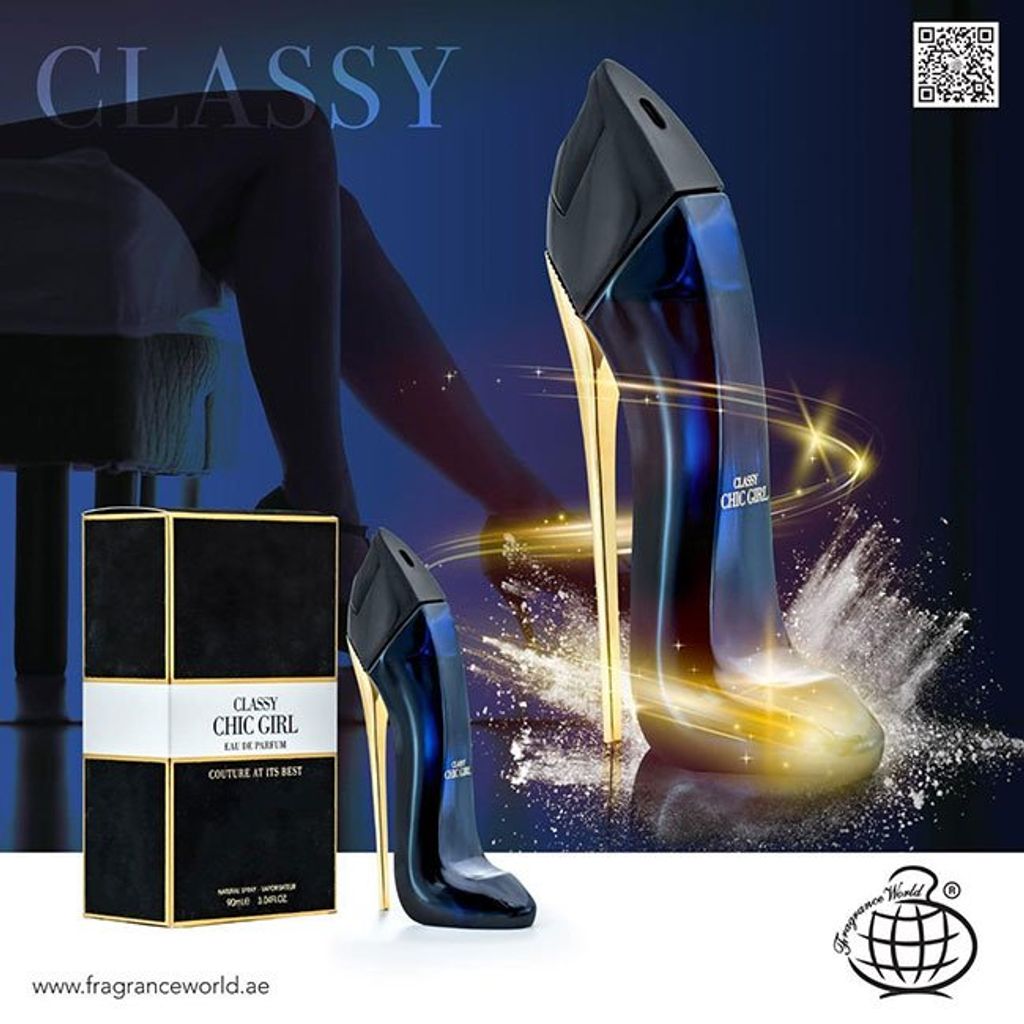 قیمت ادکلن CLASSY CHIC GIRL FRAGRANCE WORLD ادکلن گود گرل مشکی-کفشی فراگرانس وورد 