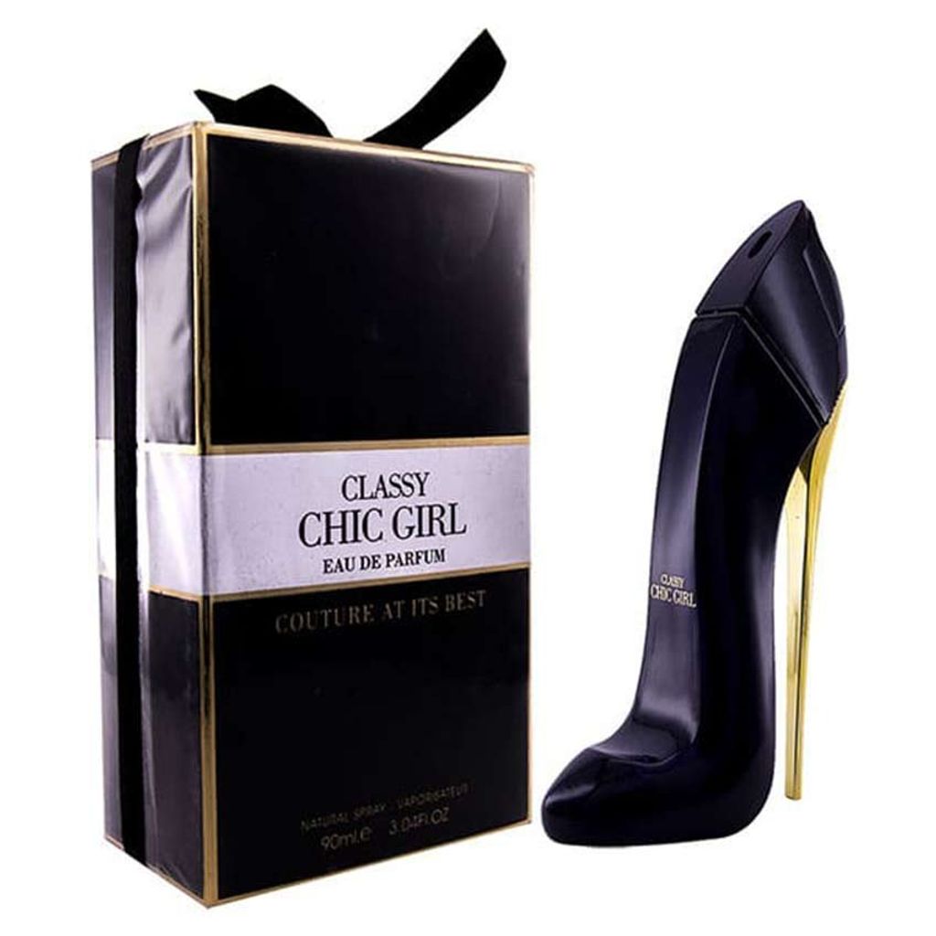 قیمت ارزان ادکلن CLASSY CHIC GIRL FRAGRANCE WORLD ادکلن گود گرل مشکی-کفشی فراگرانس وورد 