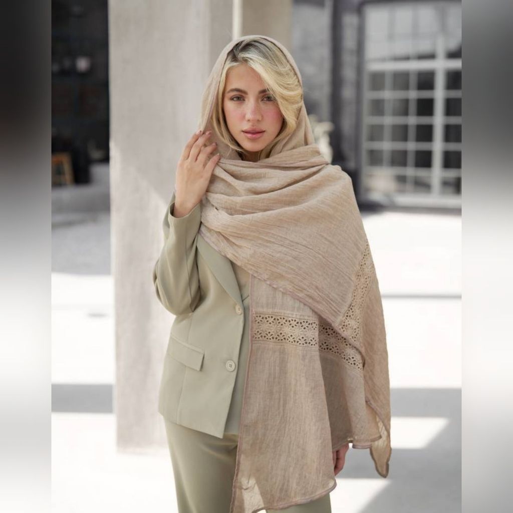 خرید اینترنتی شال واراتی حاشیه دانتل