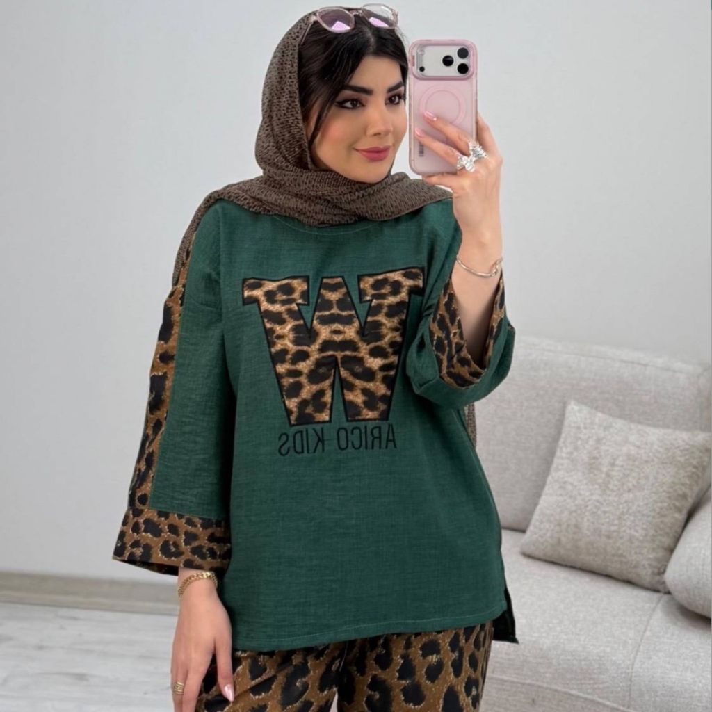 خرید اینترنتی ست شومیز شلوار پلنگی