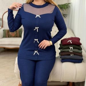 مشخصات ست بلوز و شلوار یقه تور پاپیون