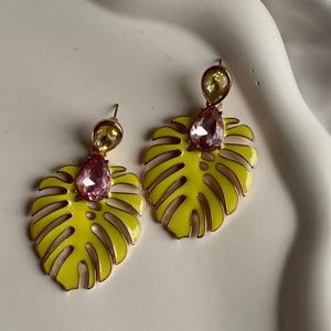 گوشواره برگ انجیری زرد 
