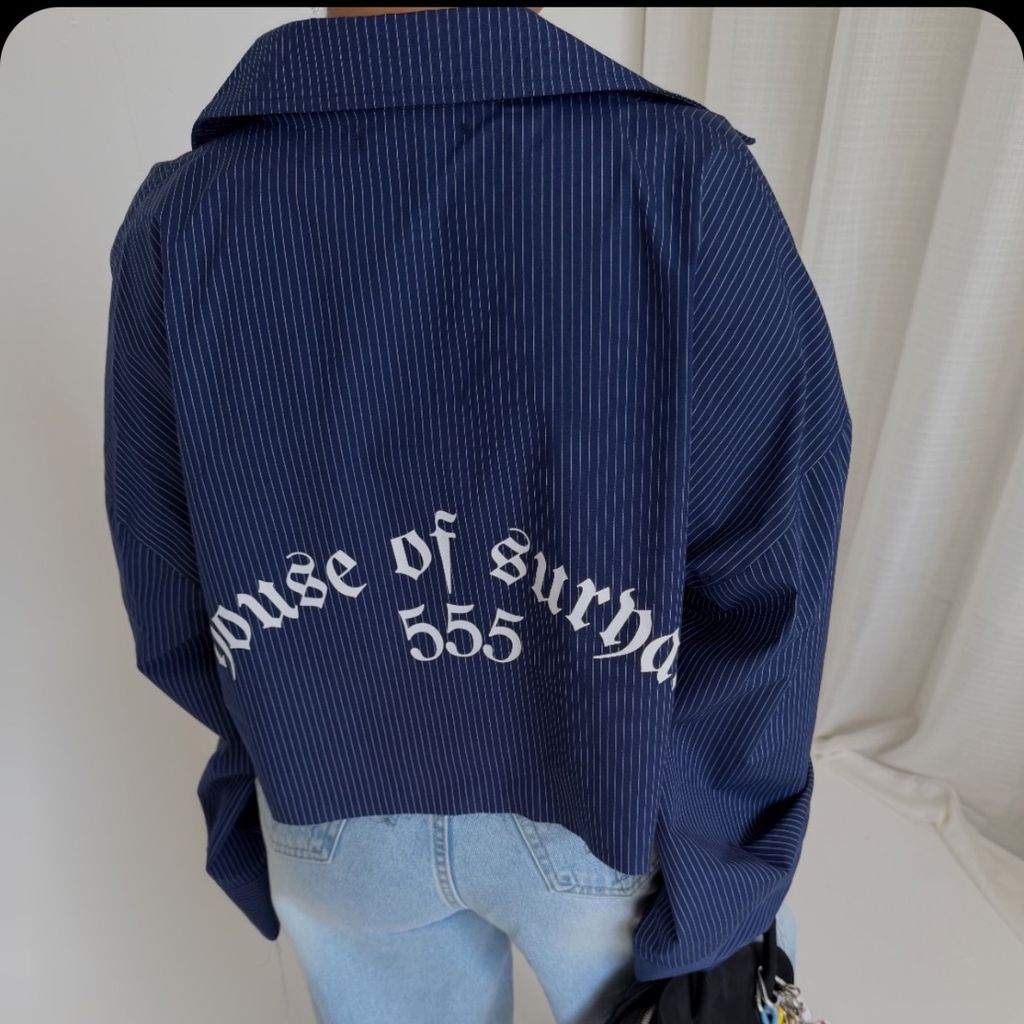 قیمت ارزان کراپ شومیز اورسایز راه راه HOUSE 555 کد : 103908