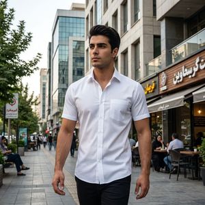 پیراهن آستین کوتاه سفید مردانه مدل Diesel