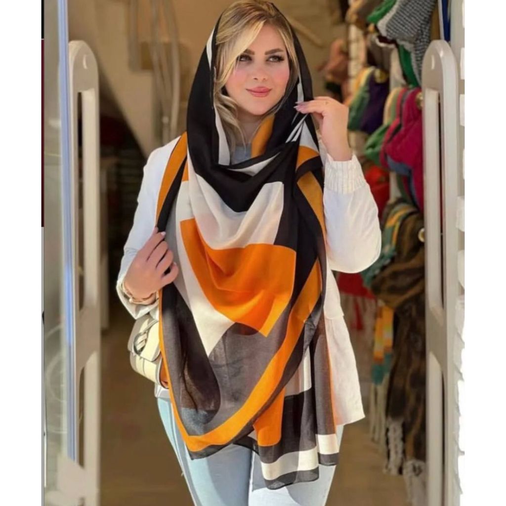 قیمت ارزان شال نخ پنبه سیا اسکارف وارداتی