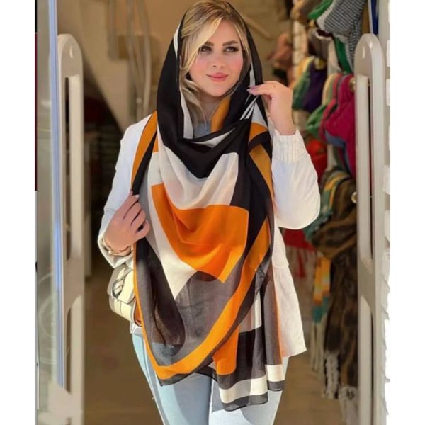 شال نخ پنبه سیا اسکارف وارداتی
