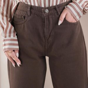خرید آنلاین شلوار مام کتان قهوه ای ( قد 88 p