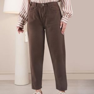قیمت ارزان شلوار مام کتان قهوه ای ( قد 88 p