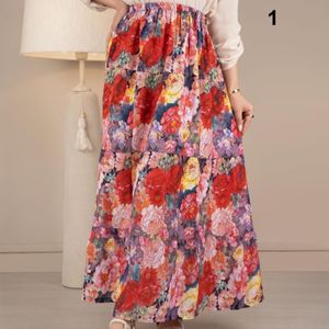 قیمت دامن گلدار نخی ( قد 95 ) p