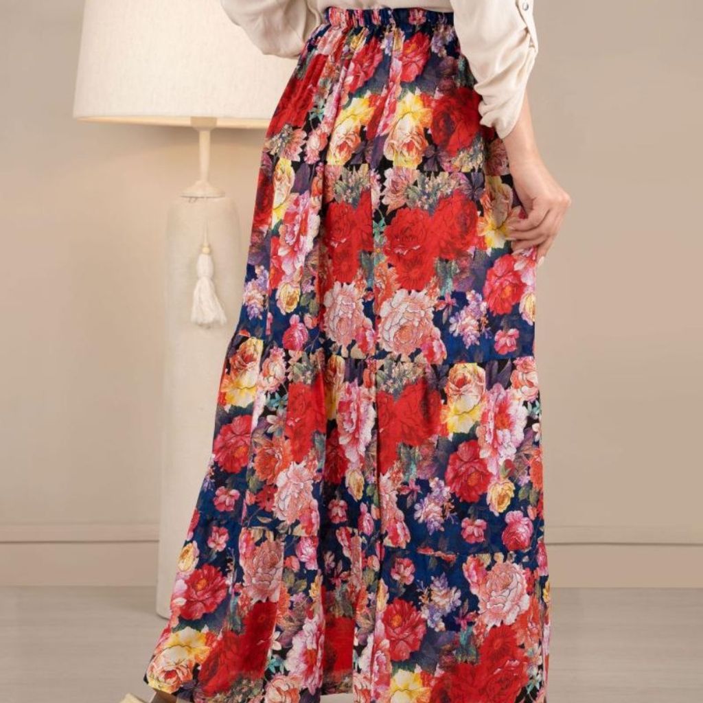 مشخصات دامن گلدار نخی ( قد 95 ) p