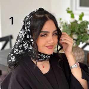قیمت مینی اسکارف توری قواره 70 شکوفه دور دانتل