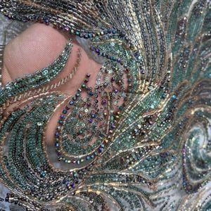فروش اینترنتی پارچه تور فول کار جدید سبز