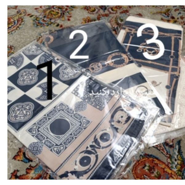 مینی اسکارف ابریشم قواره 75 شیک سرمه ای طرح دار