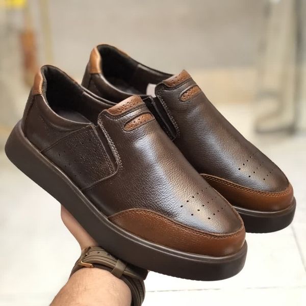 کفش چرم ونس مردانه مدل دلوین سوخته