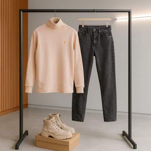 فروش اینترنتی یقه اسکی مردانه کرم مدل POLO