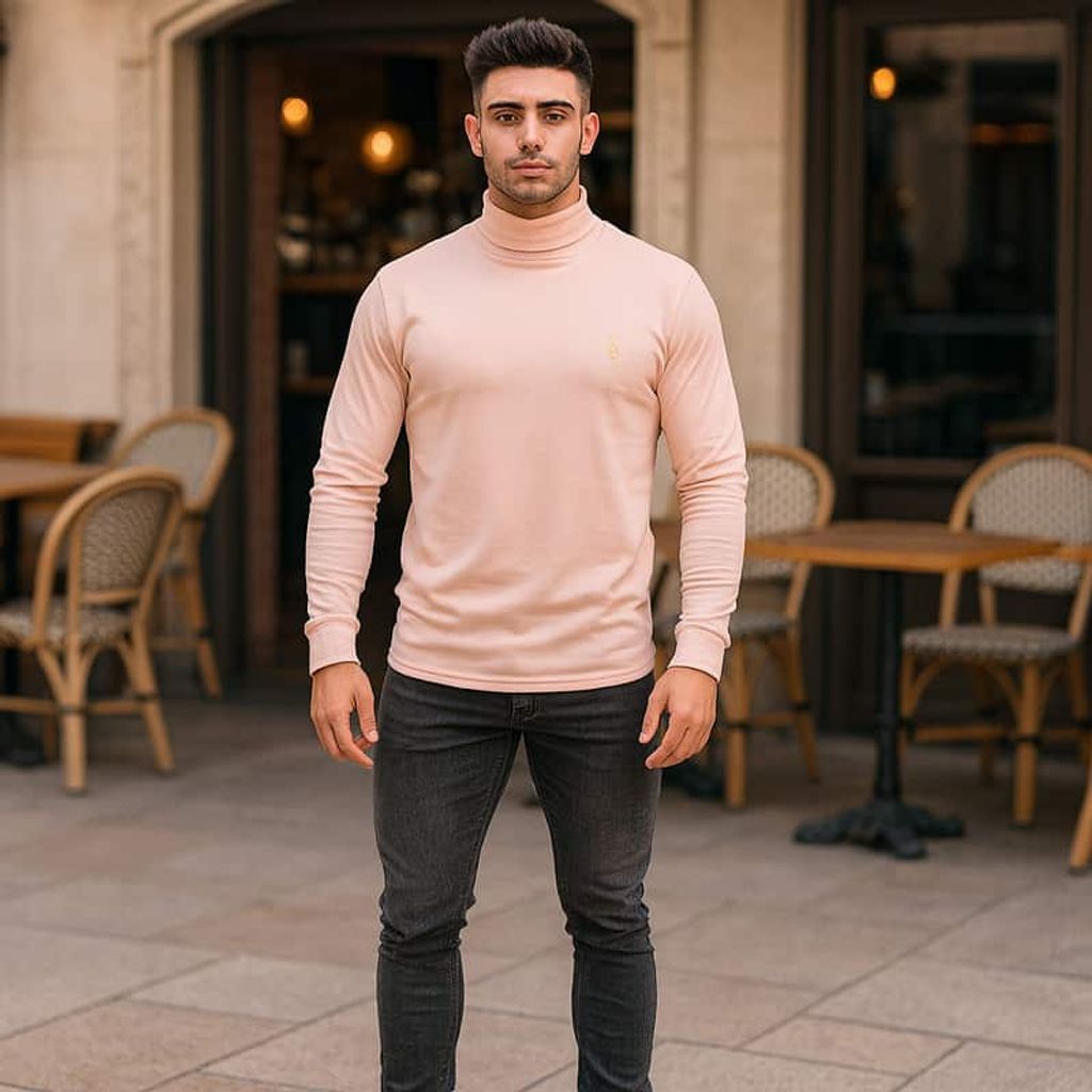 خرید آنلاین یقه اسکی مردانه کرم مدل POLO