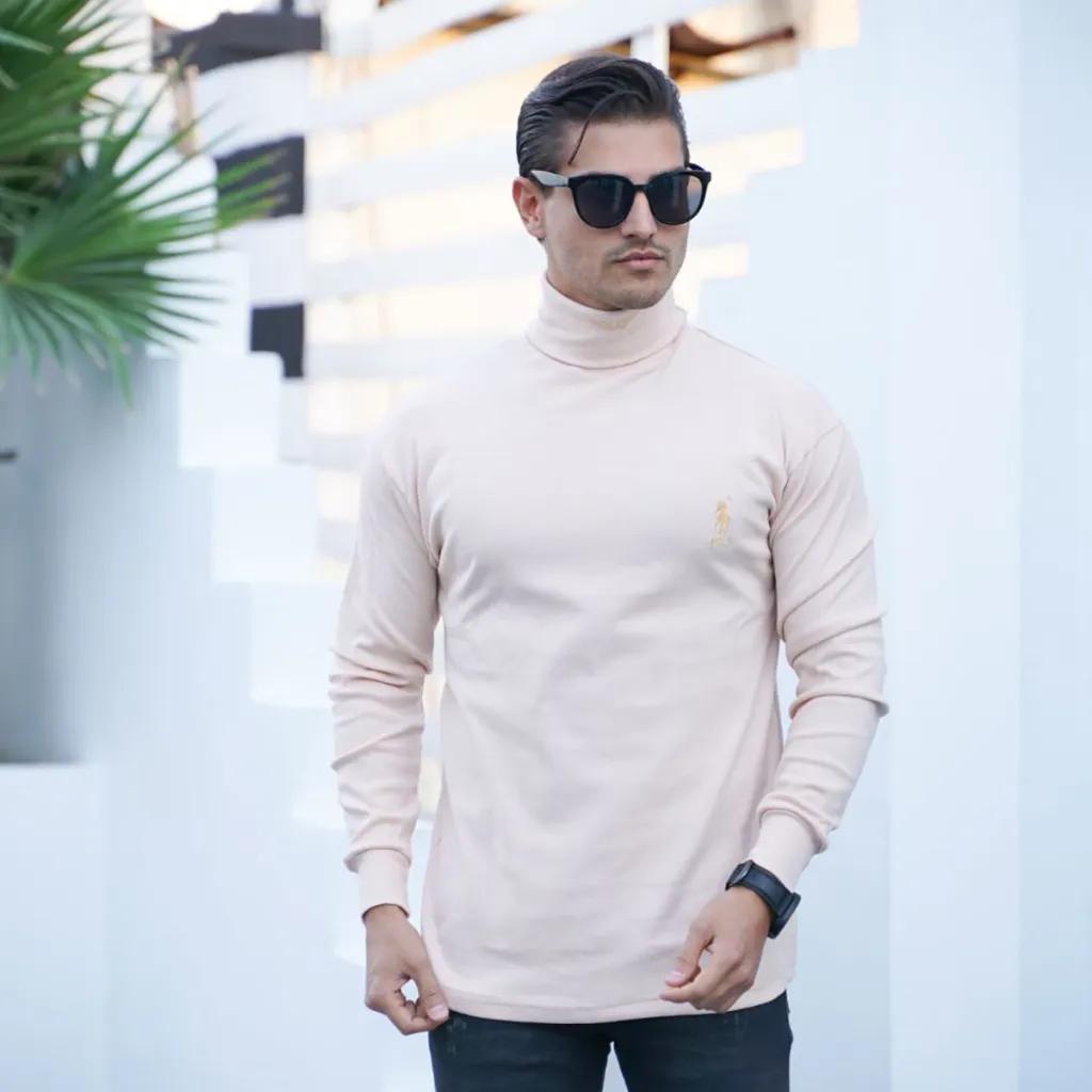 خرید انلاین یقه اسکی مردانه کرم مدل POLO
