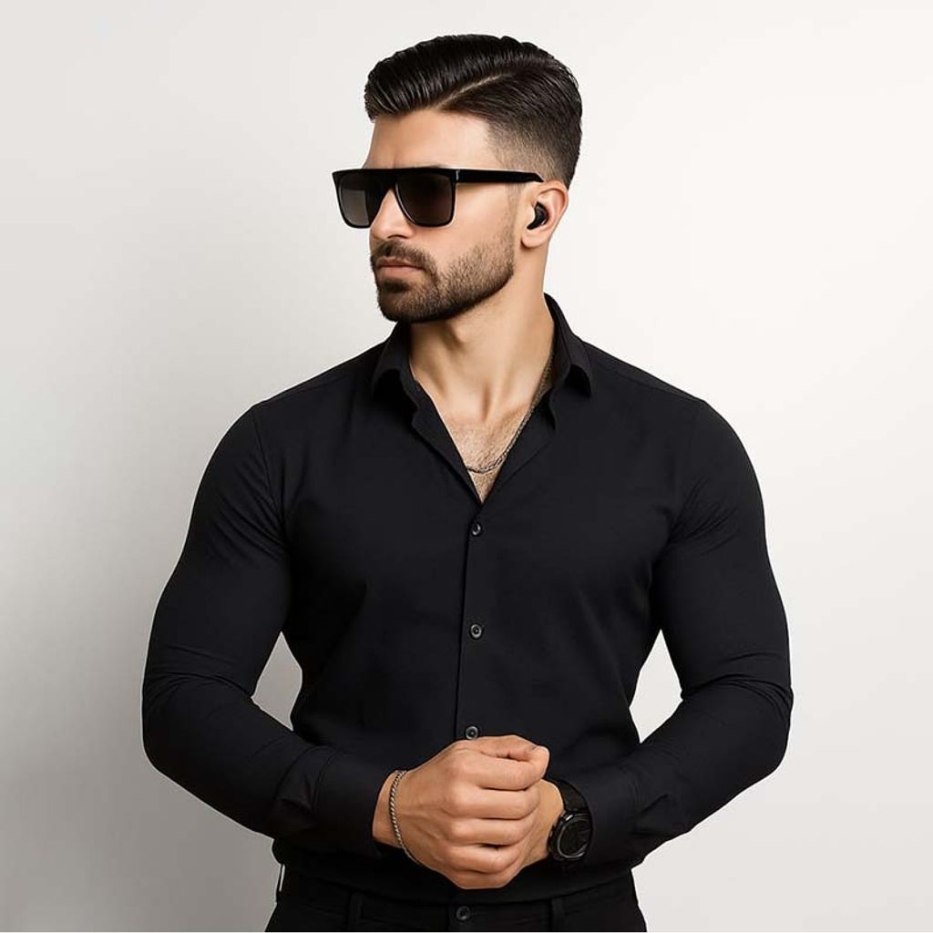 خرید اینترنتی قیمت پیراهن مردانه مشکی مدل VQ