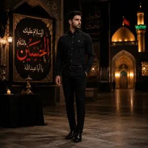 خرید اینترنتی قیمت پیراهن مردانه مشکی مدل VQ