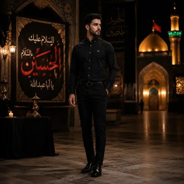 پیراهن مردانه مشکی مدل VQ