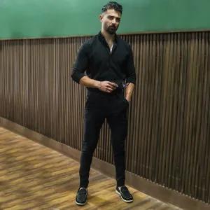 خرید اینترنتی قیمت پیراهن مردانه مشکی مدل VQ