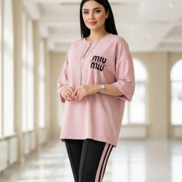 ست تیشرت و شلوار نیم زیپ miumiu زنانه