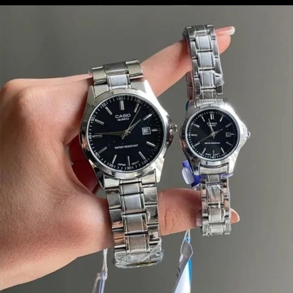 قیمت ارزان ست ساعت مردونه و زنونه کاسیو casio استیل صفحه مشکی