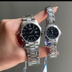 ست ساعت مردانه و زنانه کاسیو casio استیل صفحه مشکی