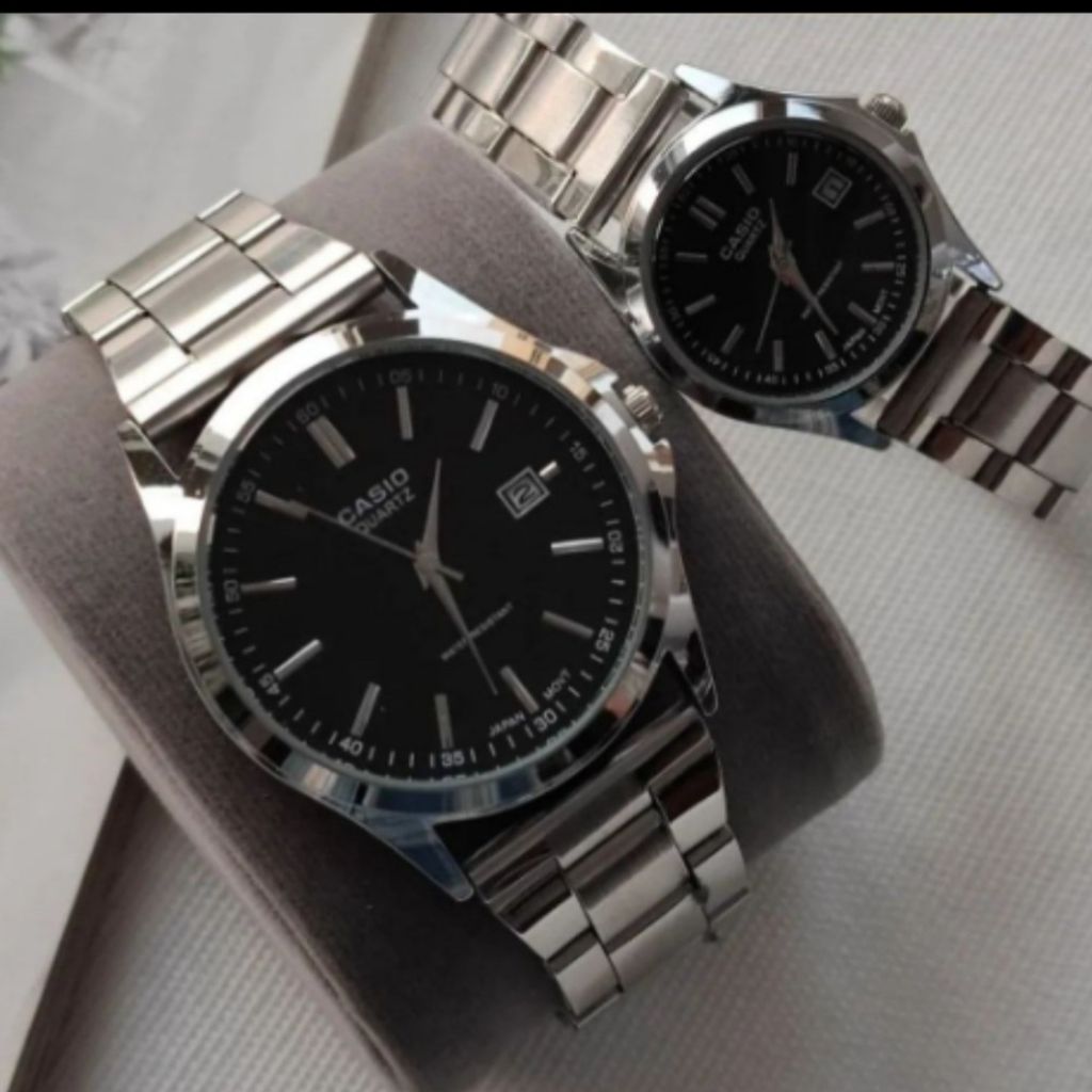 خرید آنلاین ست ساعت مردونه و زنونه کاسیو casio استیل صفحه مشکی