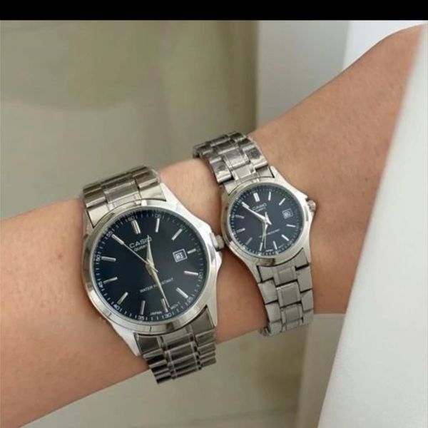 ست ساعت مردانه و زنانه کاسیو casio استیل صفحه مشکی
