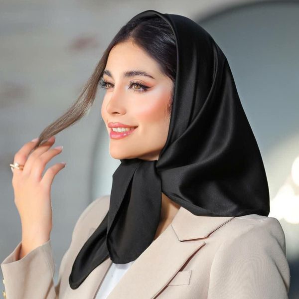 مینی اسکارف ساتن قواره 75 مشکی