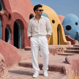 خرید اینترنتی قیمت شلوار مردانه مازراتی بگ مدل Italy-سفید