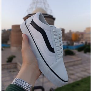کتانی مردانه ونس اولداسکول سفید تیک مشکی