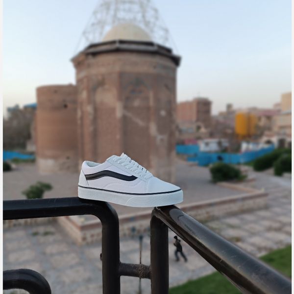 کتانی مردانه ونس اولداسکول سفید تیک مشکی