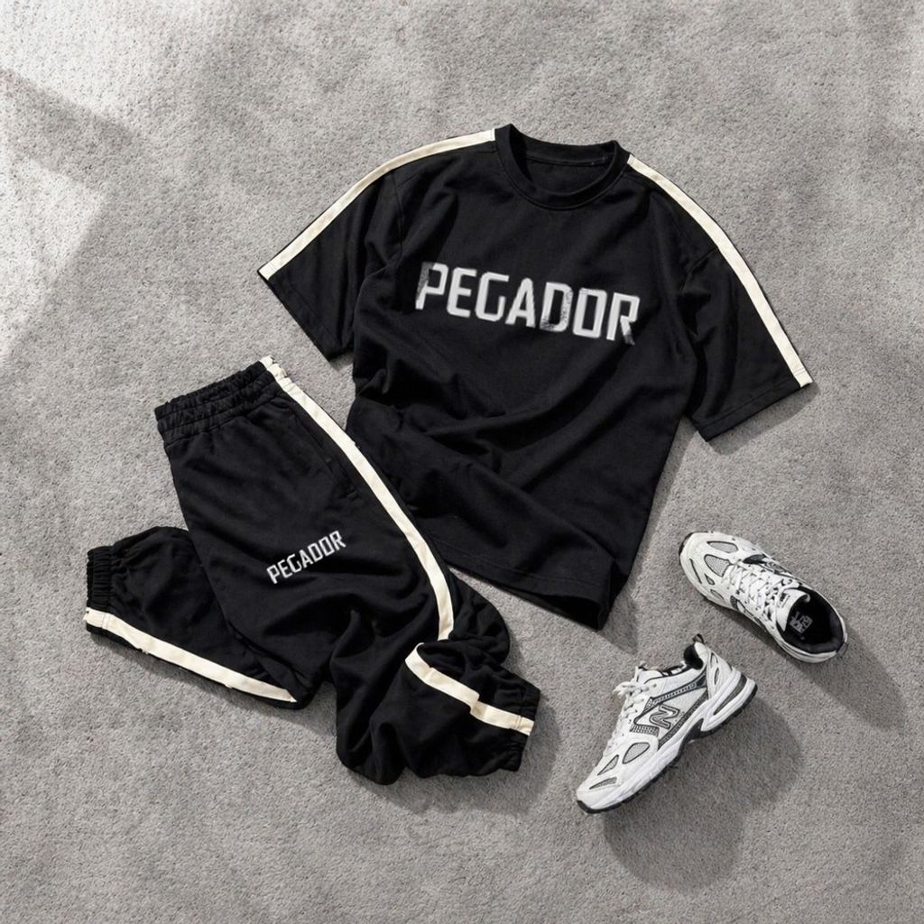 خرید اینترنتی قیمت ست تیشرت و شلوار مردانه بنگال کش مدل Pegador-مشکی
