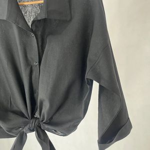 خرید اینترنتی شومیز لینن گره ای طرح چکاوک