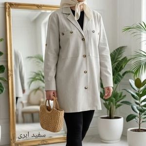 خرید اینترنتی قیمت مانتو لینن مدل آریسا ابری