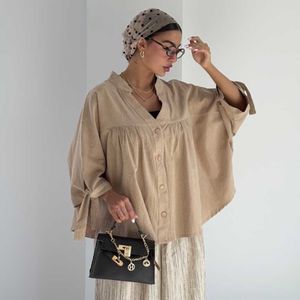 شومیز لینن چین دار کد 220687