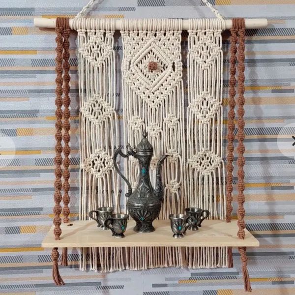 شلف چوبی مکرومه طرح ستاره