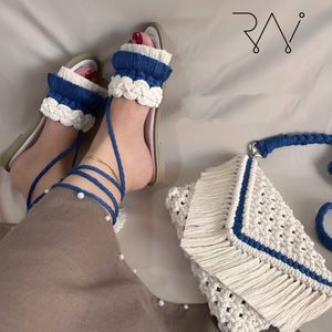 فروش اینترنتی ست مکرومه کیف و صندل و گوشواره