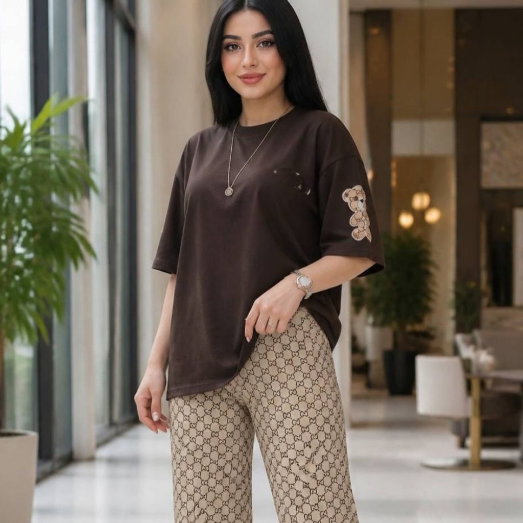 قیمت ست تیشرت و شلوار زنانه آستین گوچی تدی