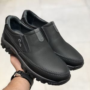 کفش چرم مردانه زیره ترمو کلاس پا مشکی