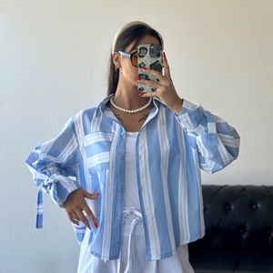 شومیز راه راه آستین گره زنانه