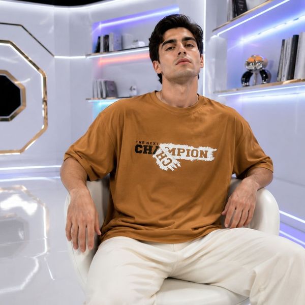 تیشرت مردانه  قواره باکسی پنبه سوپر CHAMPION در 5 رنگ متنوع