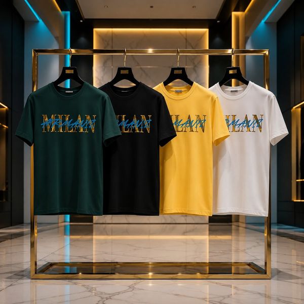 تیشرت مردانه پنبه سوپر MILAN  قواره باکسی در 4 رنگ