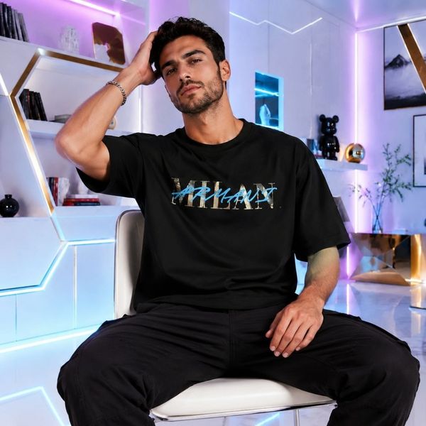 تیشرت مردانه پنبه سوپر MILAN  قواره باکسی در 4 رنگ