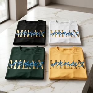 خرید آنلاین تیشرت مردانه پنبه سوپر MILAN  قواره باکسی در 4 رنگ