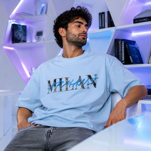 تیشرت مردانه پنبه سوپر MILAN  قواره باکسی در 4 رنگ