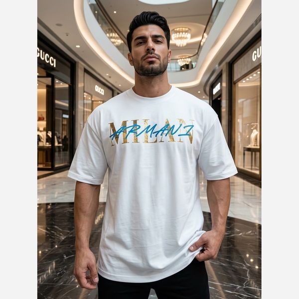 تیشرت مردانه پنبه سوپر MILAN  قواره باکسی در 4 رنگ