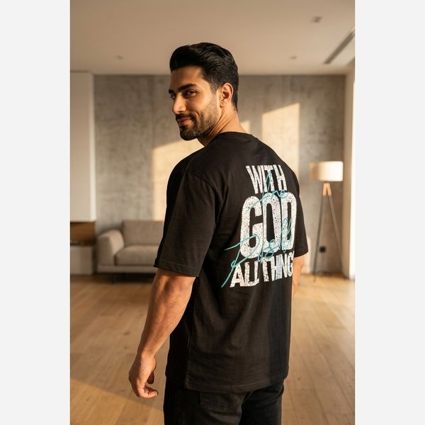 تیشرت مردانه پنبه سوپر with GOD قواره باکسی در 5 رنگ